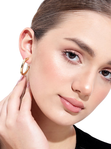 Women Gold Plated Circular Half Hoop Earrings