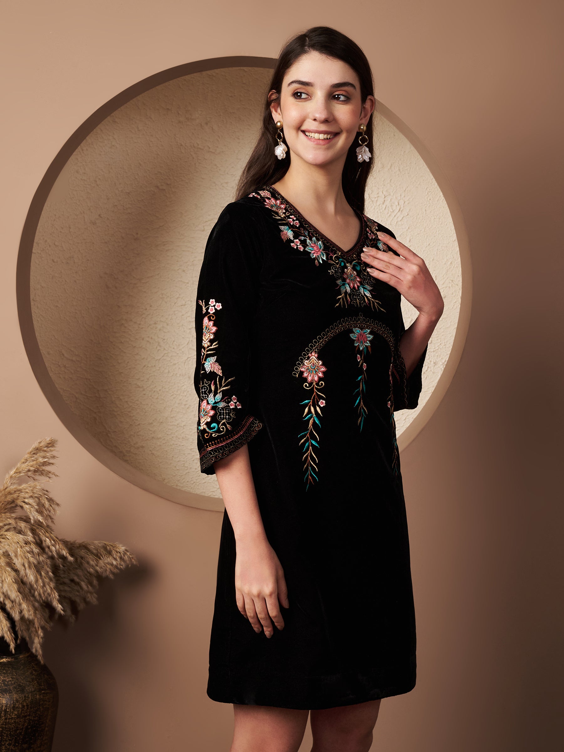 Embroidered Midi Dress