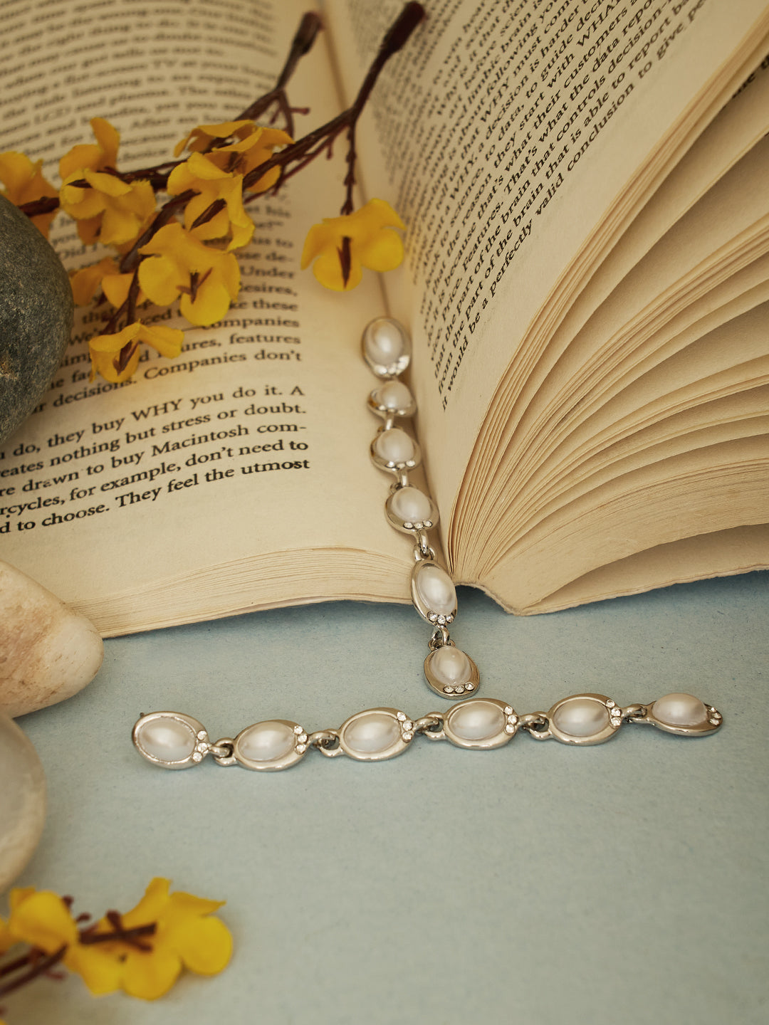 Women Silver Toned & Pearl Oval Drop Earrings