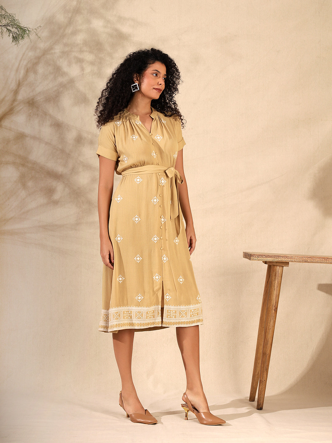 Embroidered Sheath Dress