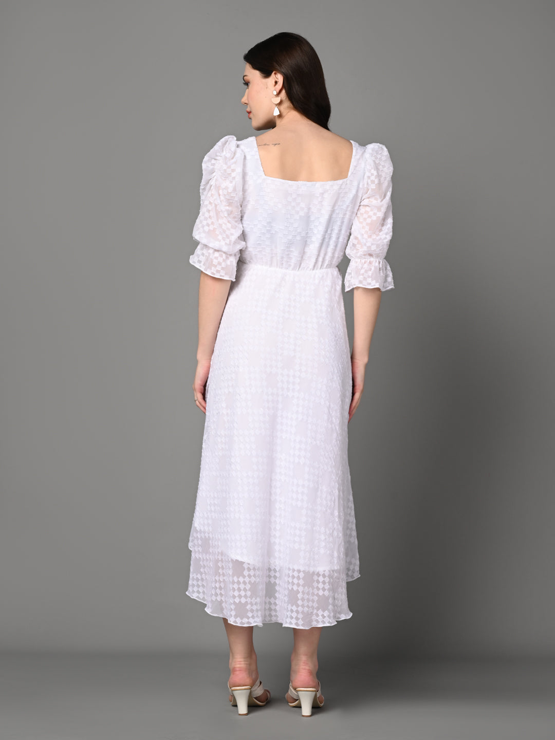 Classy White Ruffled Layered Dress