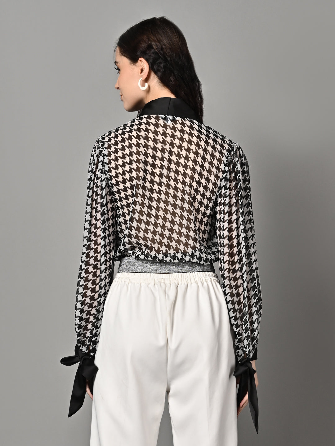 Classy Patterned Black & White Top