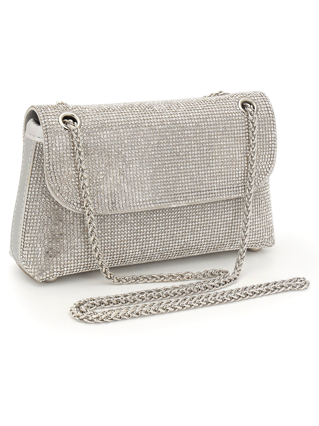 Embellished Silver Sling Bag