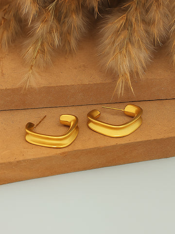 Gold Plated Square Loop Earrings