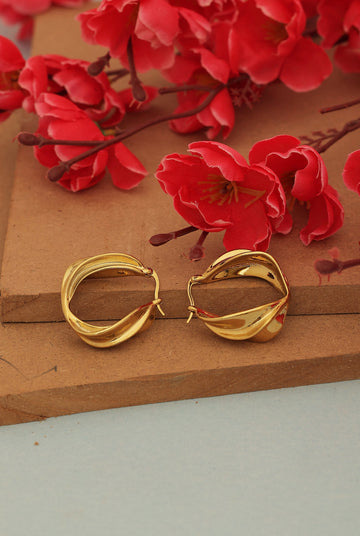 Women Gold Plated Contemporary Hoop Earrings