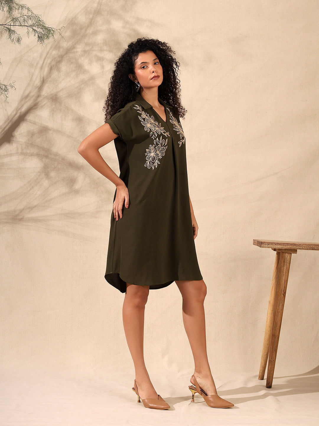 V-neck Embelished Dress