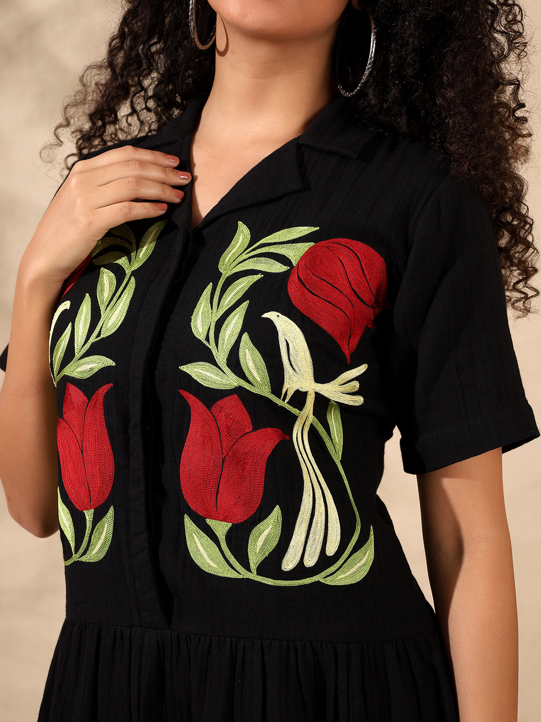 Embroidered Tiered Dress
