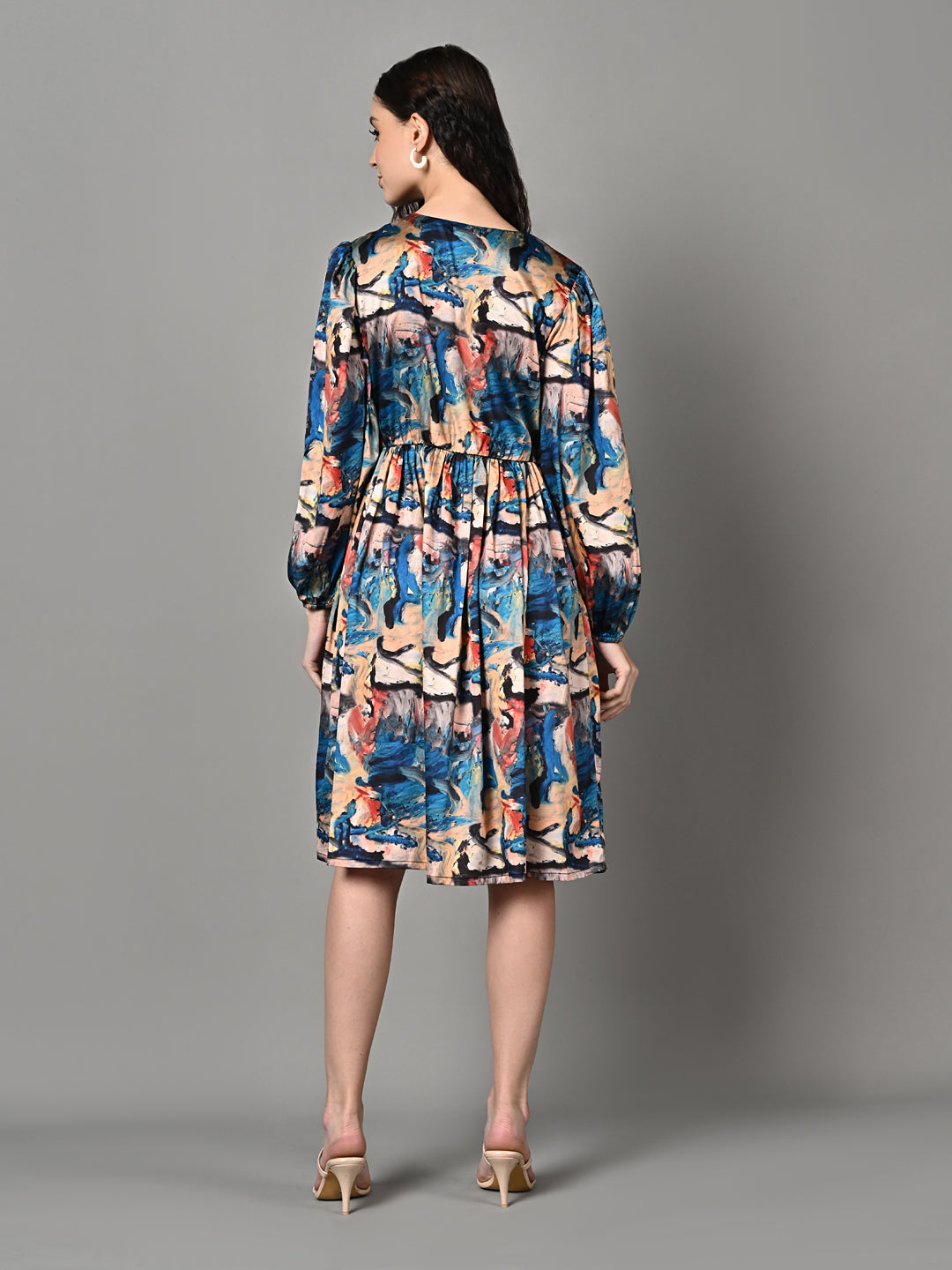 Stylish Printed Pleated Dress