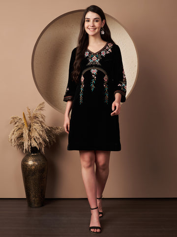 Embroidered Midi Dress