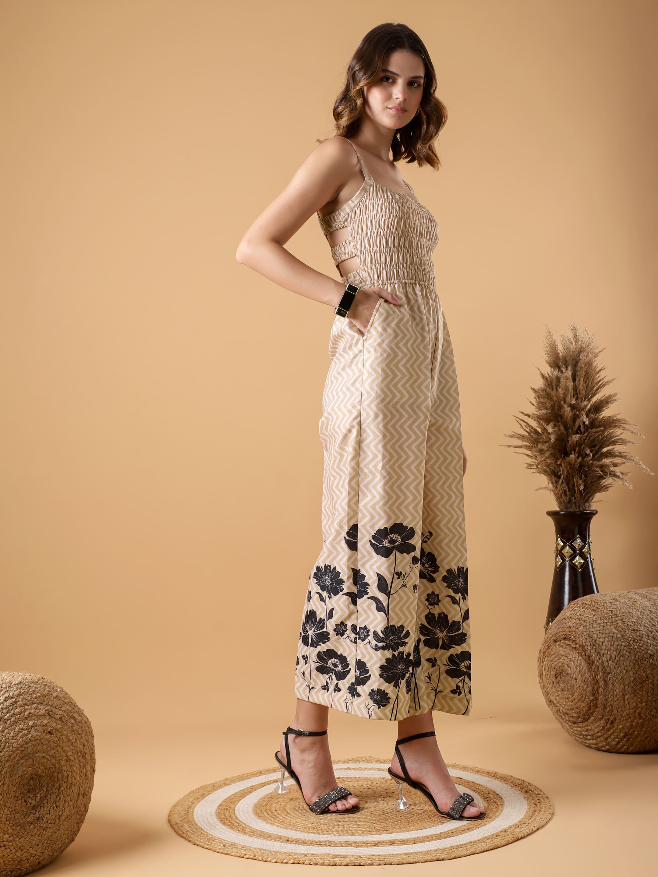 Smocked Strappy Jump suit