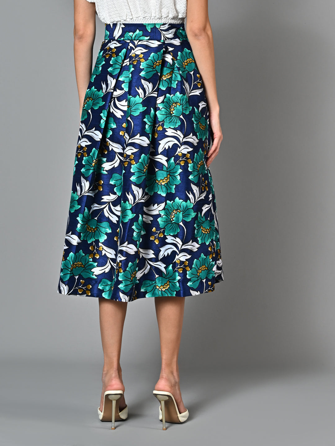Stylish Pleated Printed Skirt