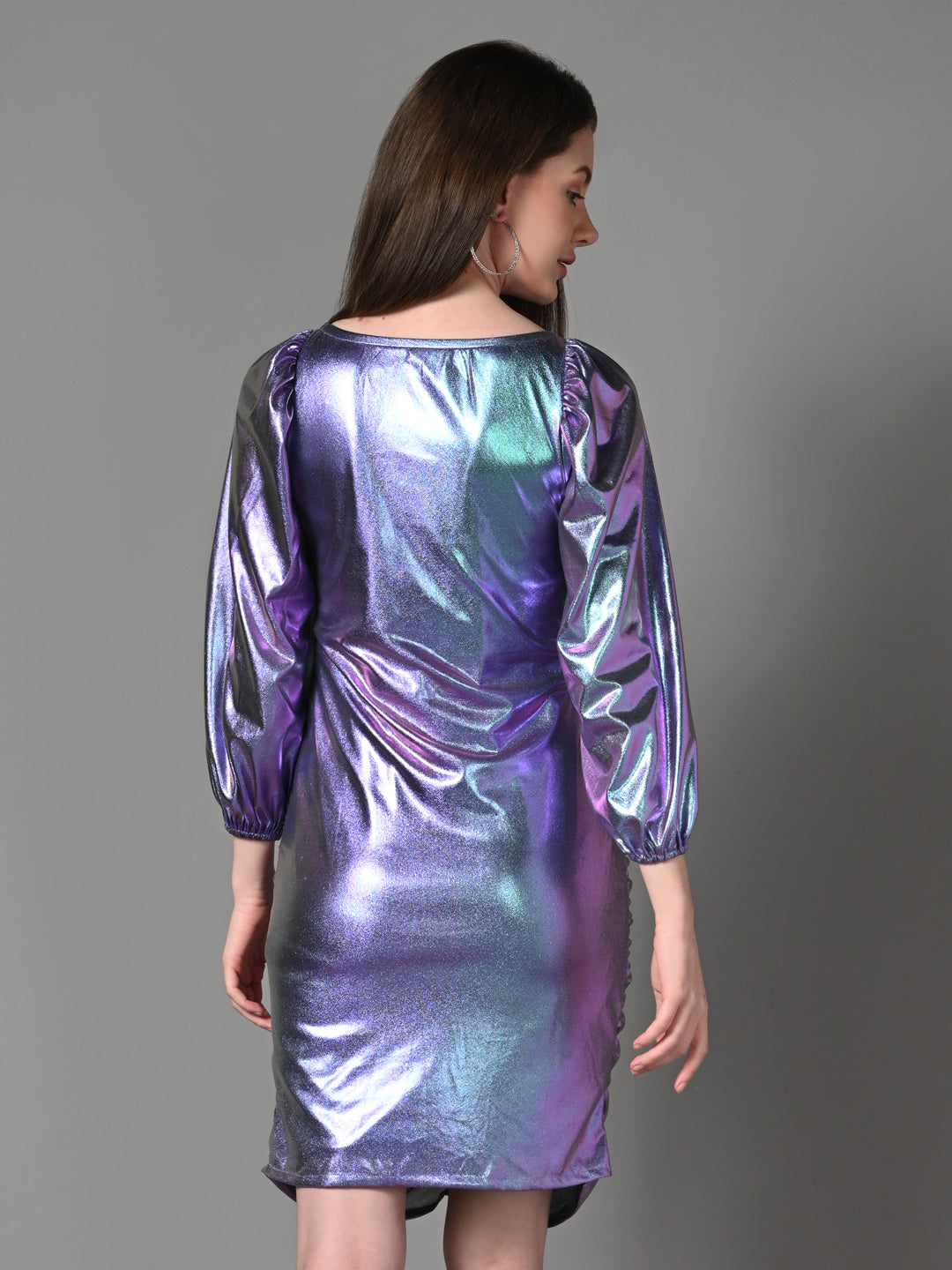 Embellished Lavender Ruched Party Dress