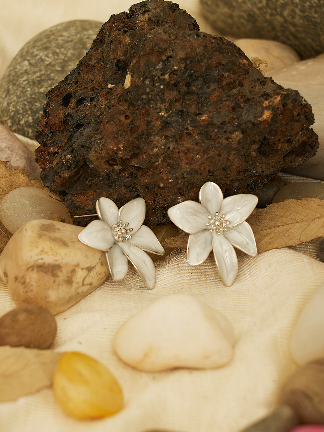 Women Fancy White Petal Earrings