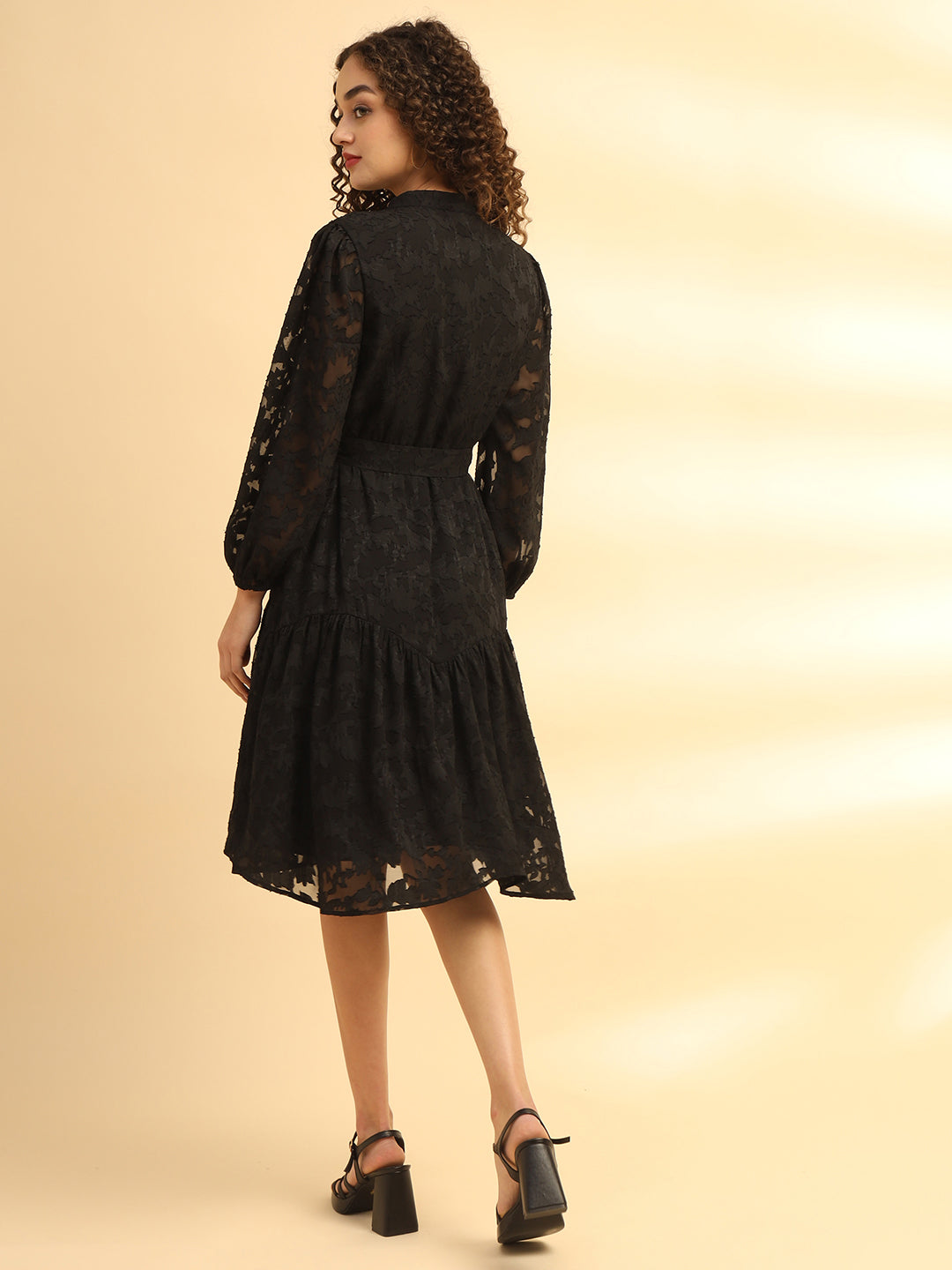 Black Layered A-Line Dress