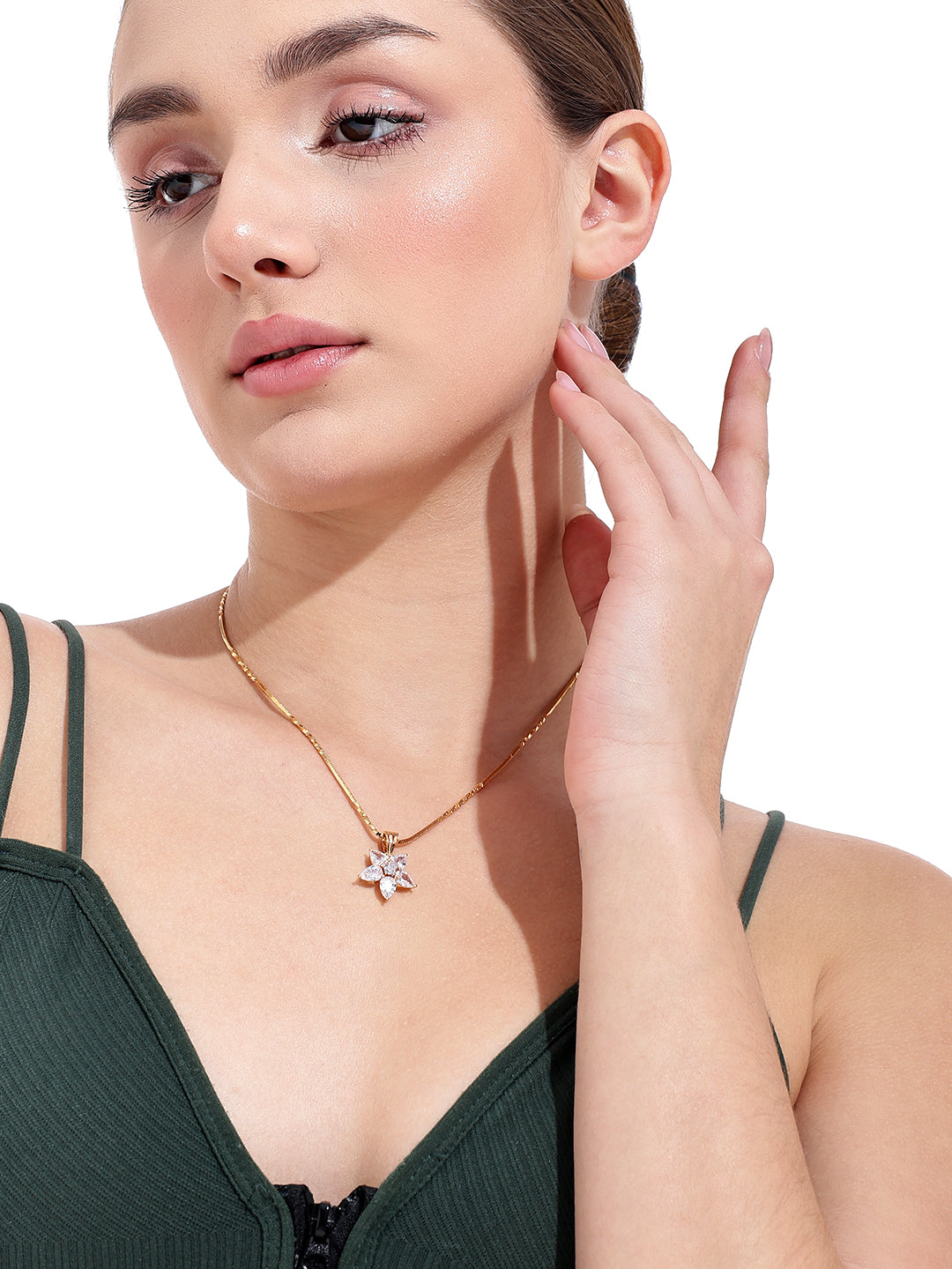 Gold-Plated Starfish Rhinestone Necklace