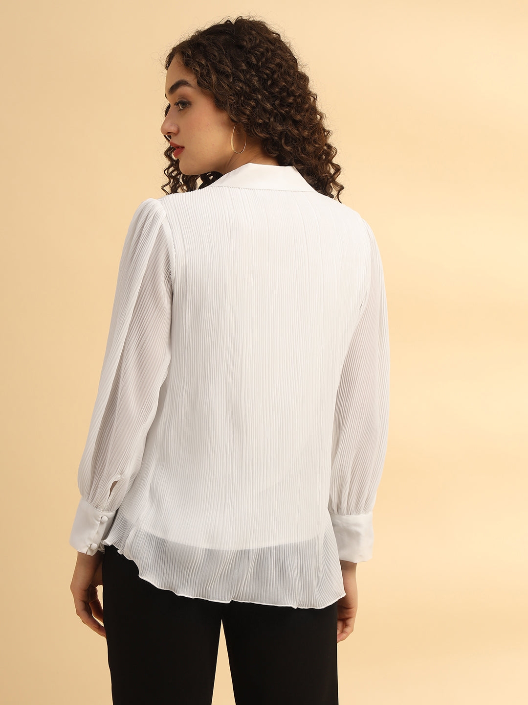 Pleated White Shirt Top
