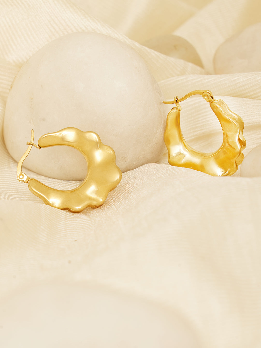 Women Gold Plated Circular Studs Earrings