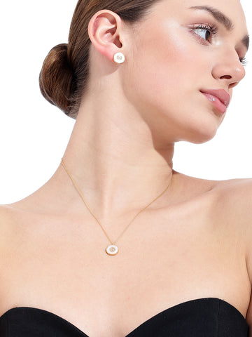 Women Gold Plated Necklace With Earrings