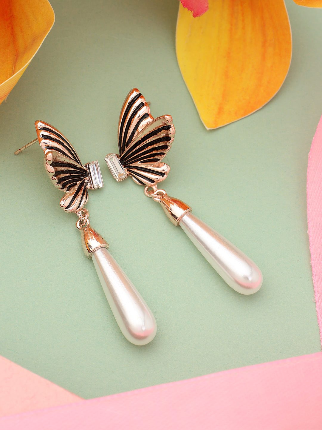 Rose Gold Plated Butterfly Earrings