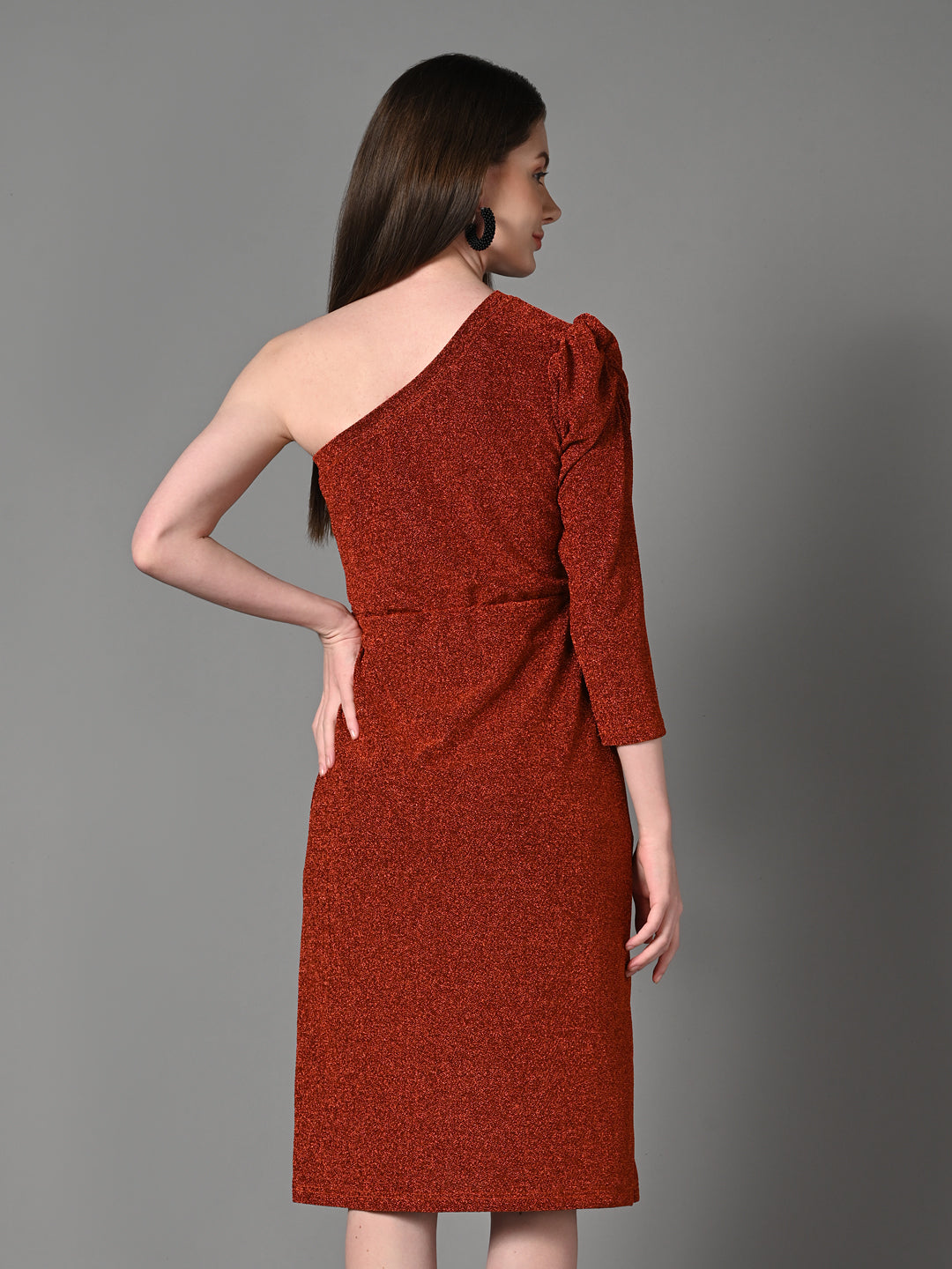 Embellished Red Fitted Sheath Dress