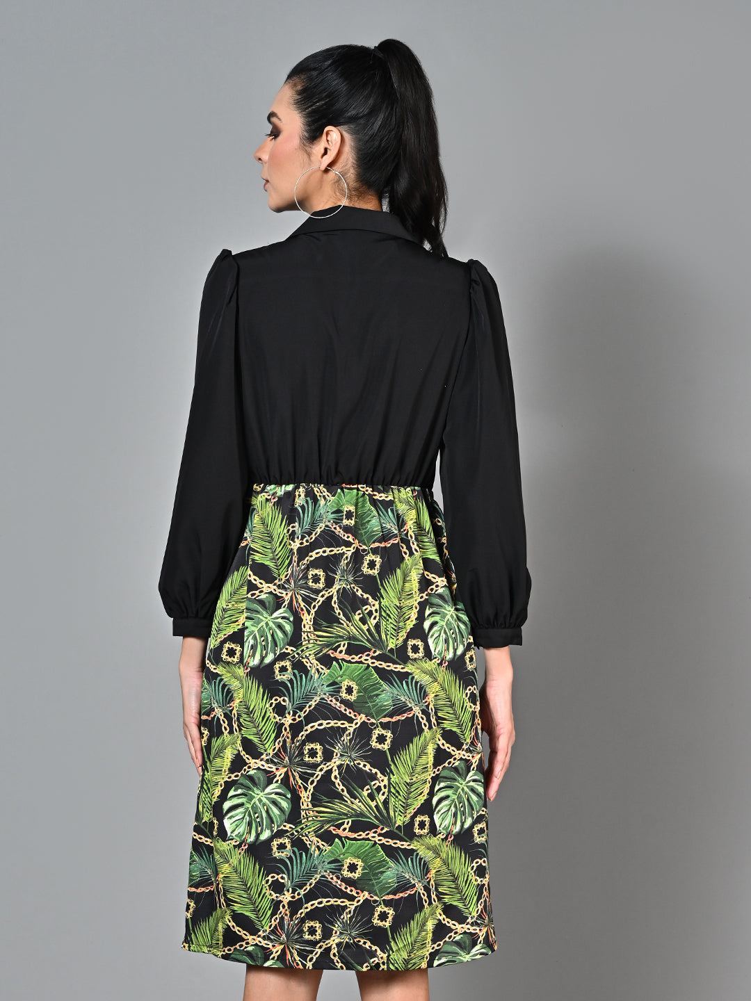Stylish Printed Flared Shirt Dress