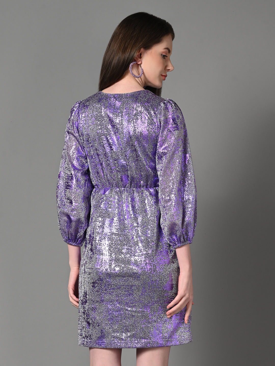 Embellished Lavender Flared Party Dress