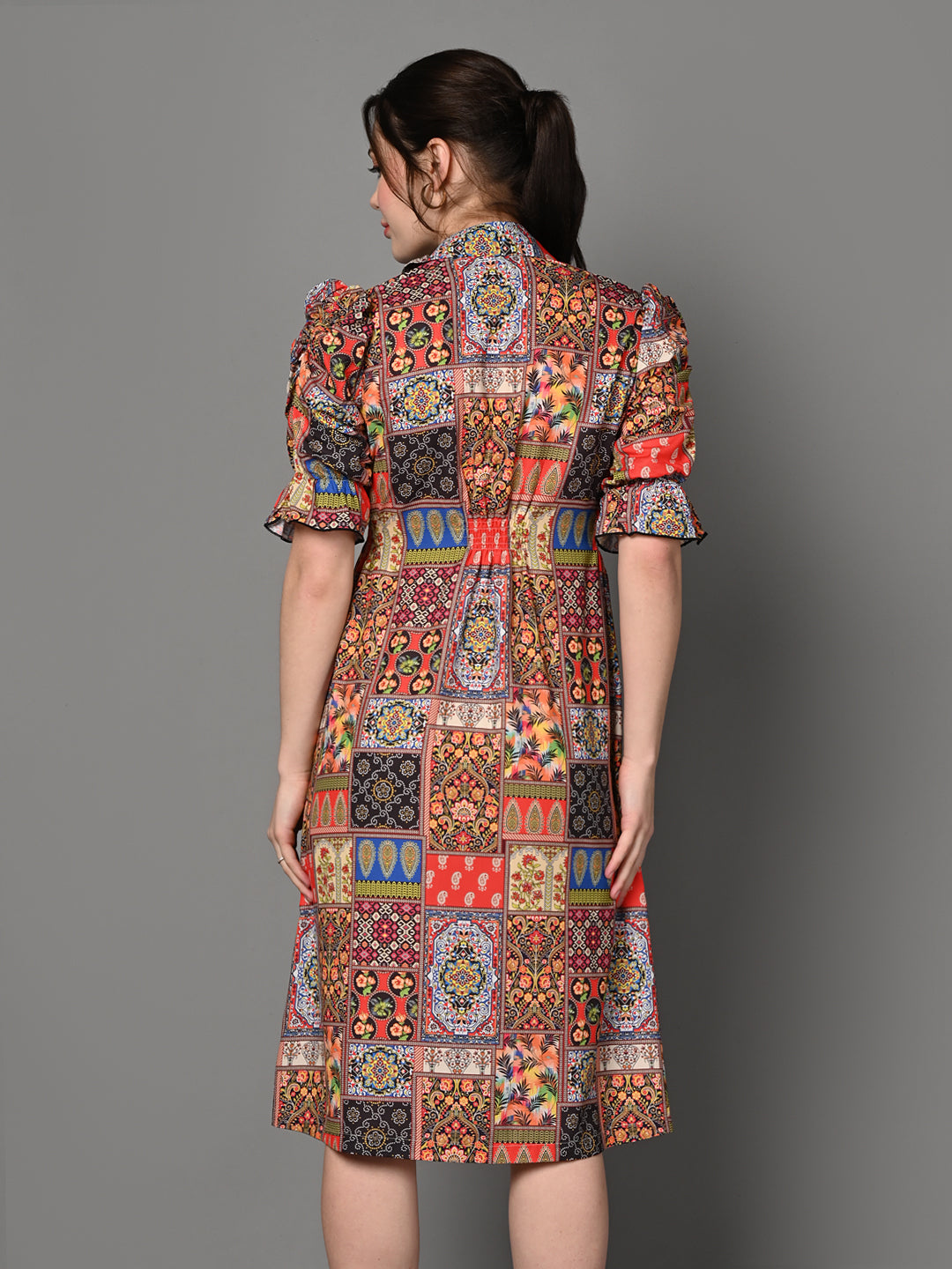 Stylish Printed Flared A - Line Dress