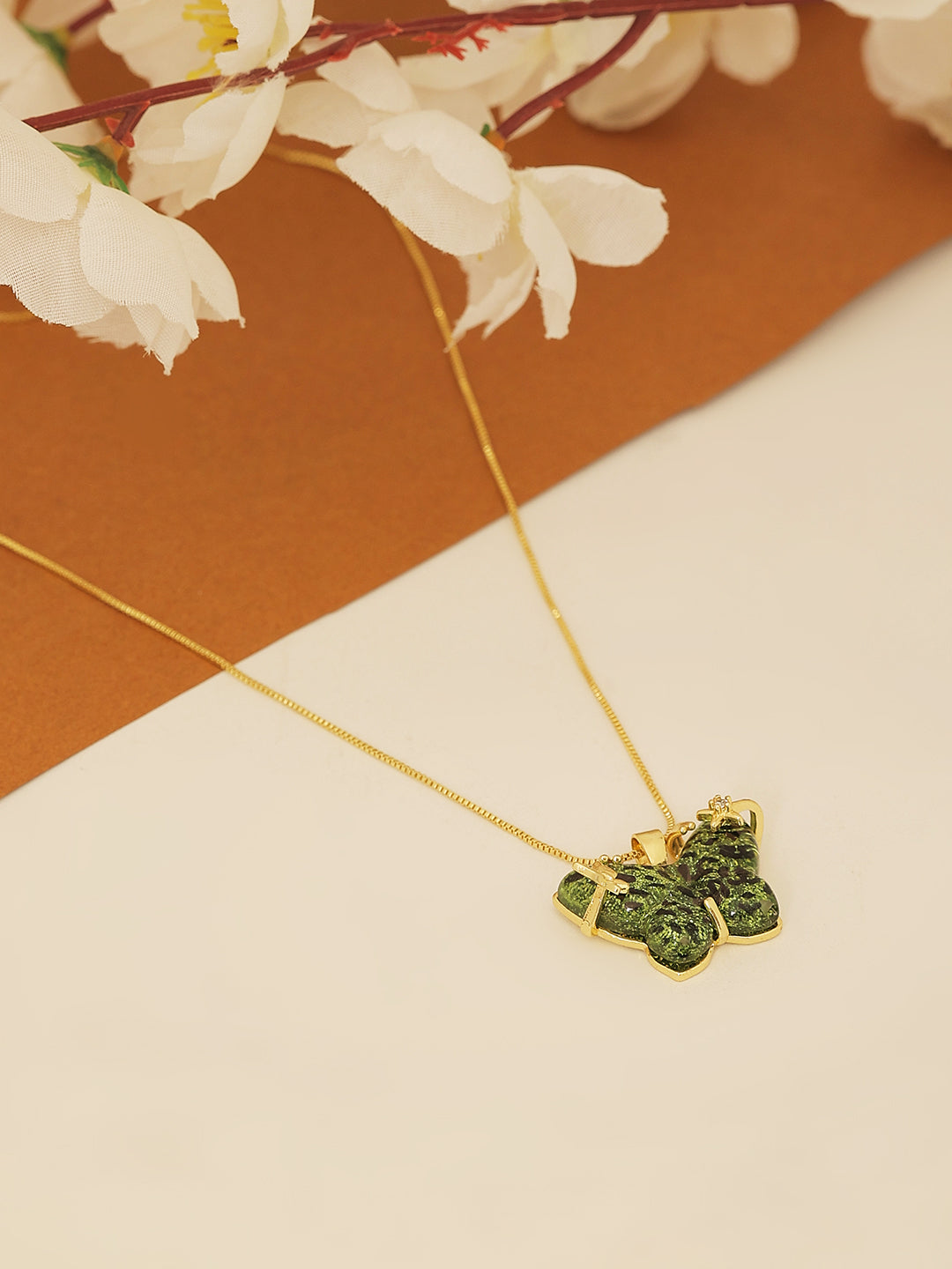 Gold-Plated Chain with Butterfly Rhinestone Pendant