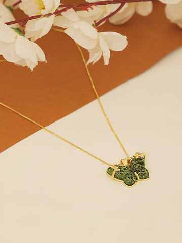Gold-Plated Chain with Butterfly Rhinestone Pendant