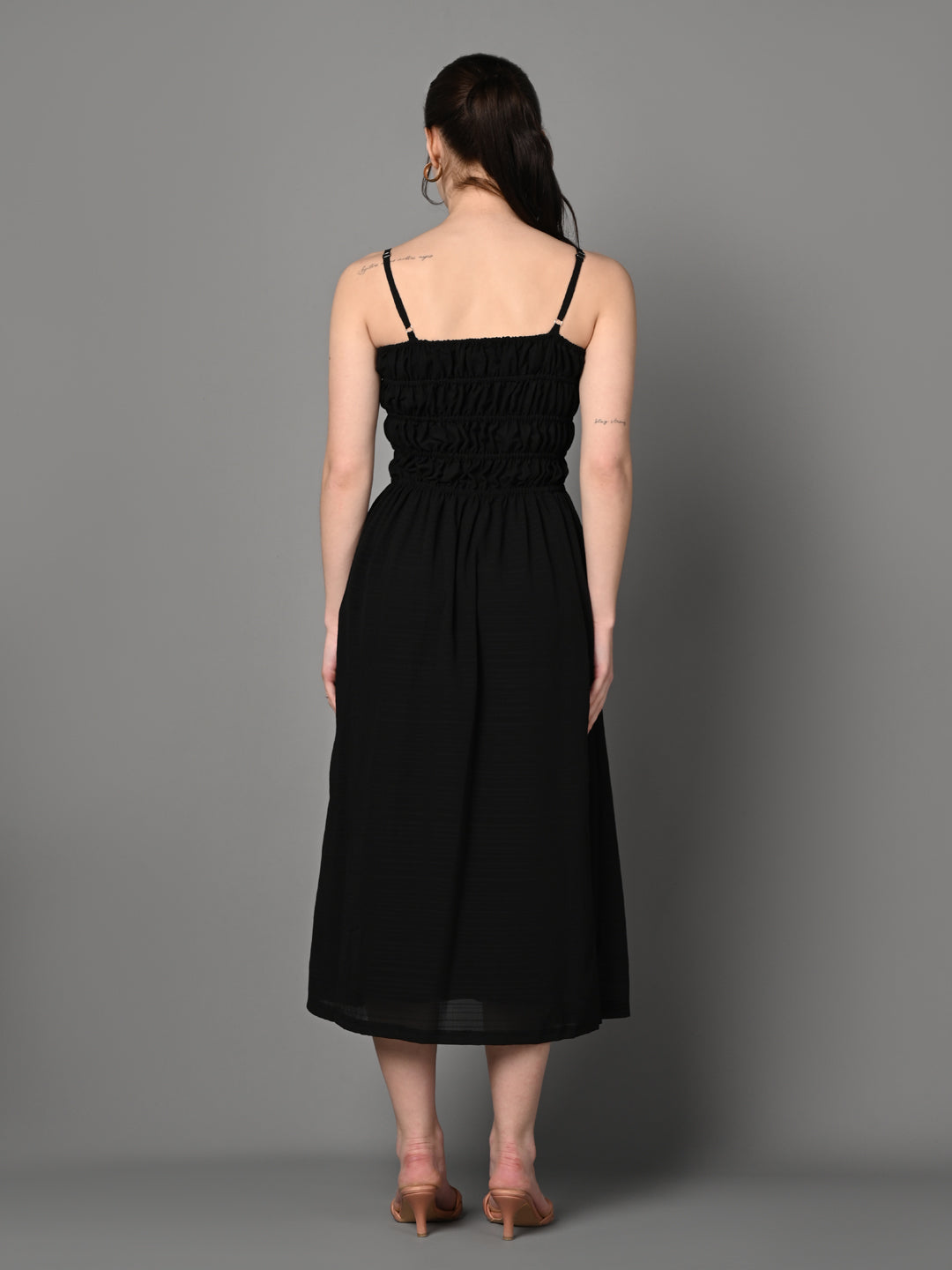 Classy Black Flared A - Line Dress