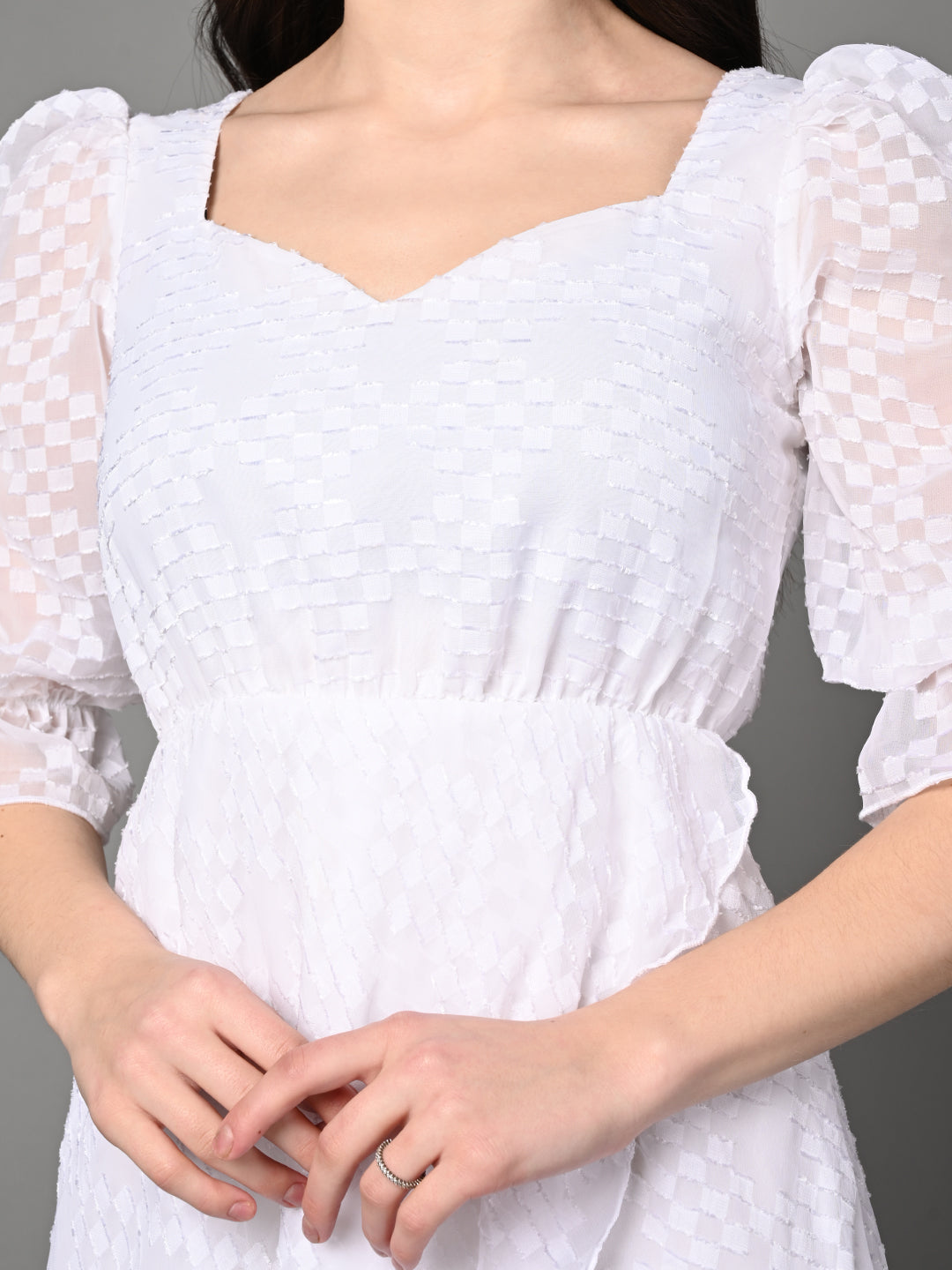 Classy White Ruffled Layered Dress