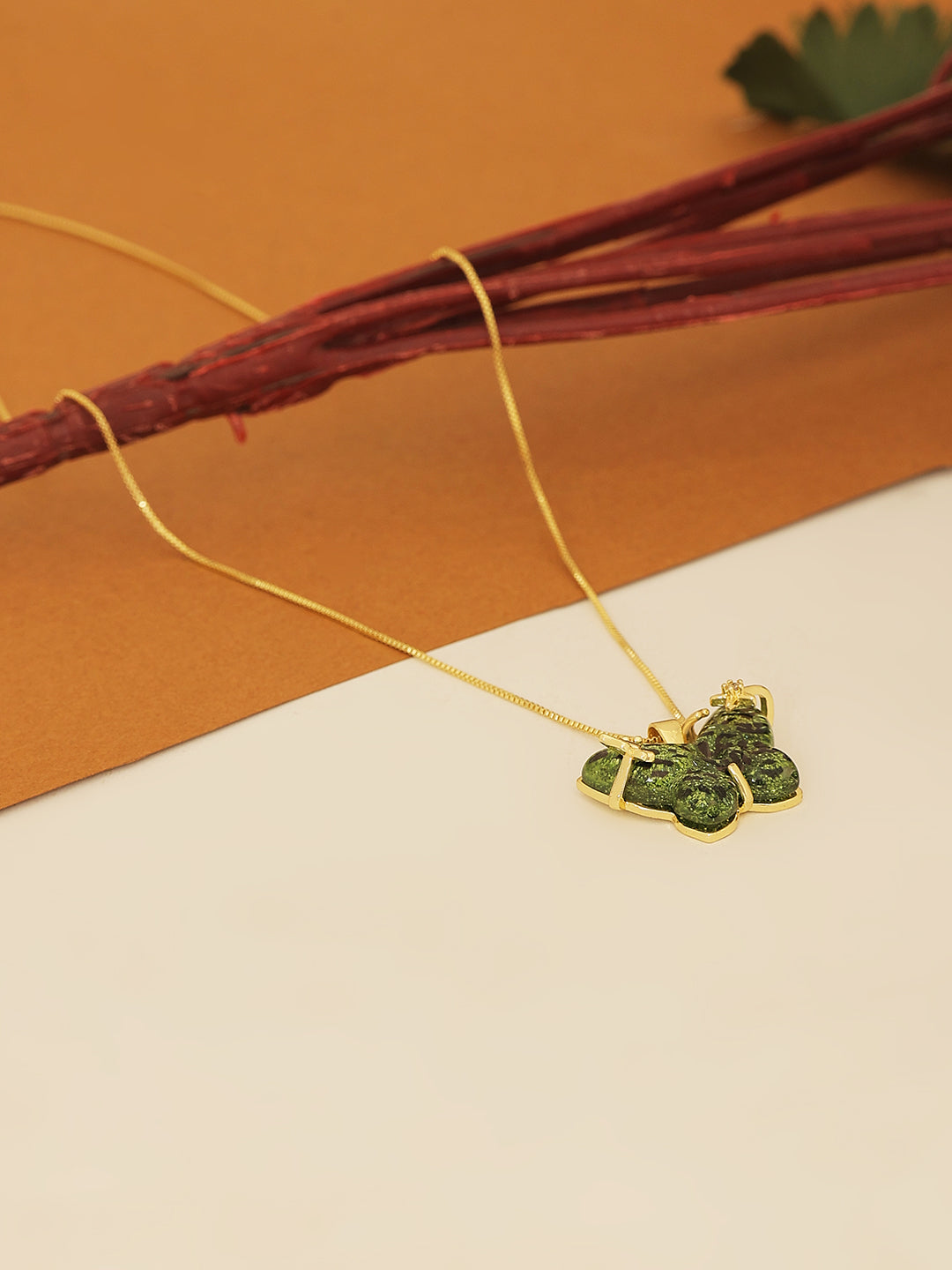 Gold-Plated Chain with Butterfly Rhinestone Pendant