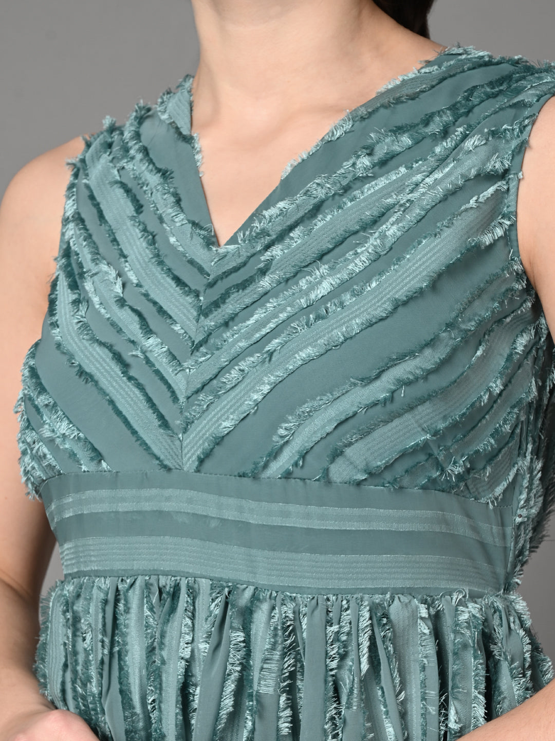 Embellished Blue Flared Midi Dress