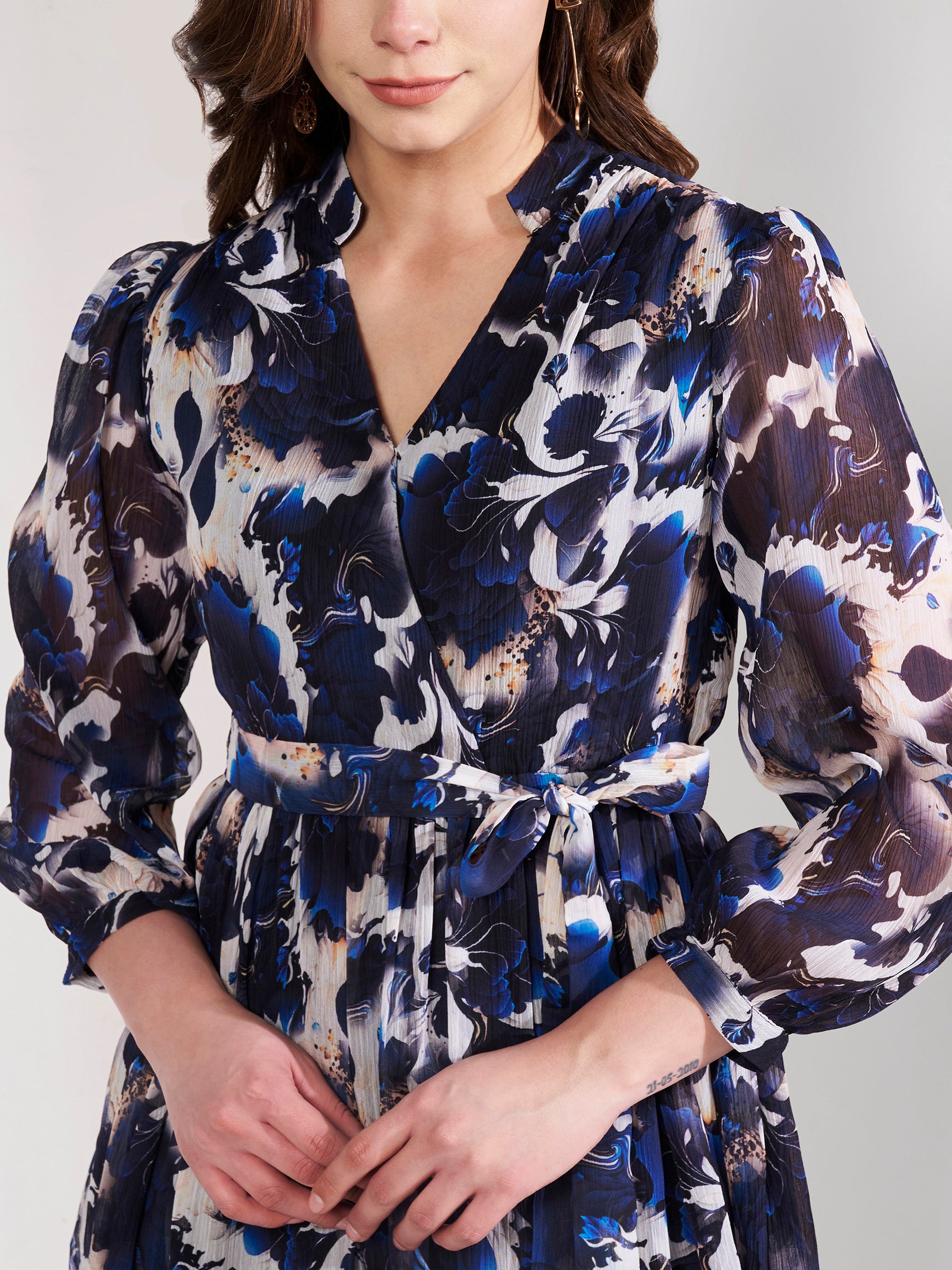 Printed Black and White Flared Dress