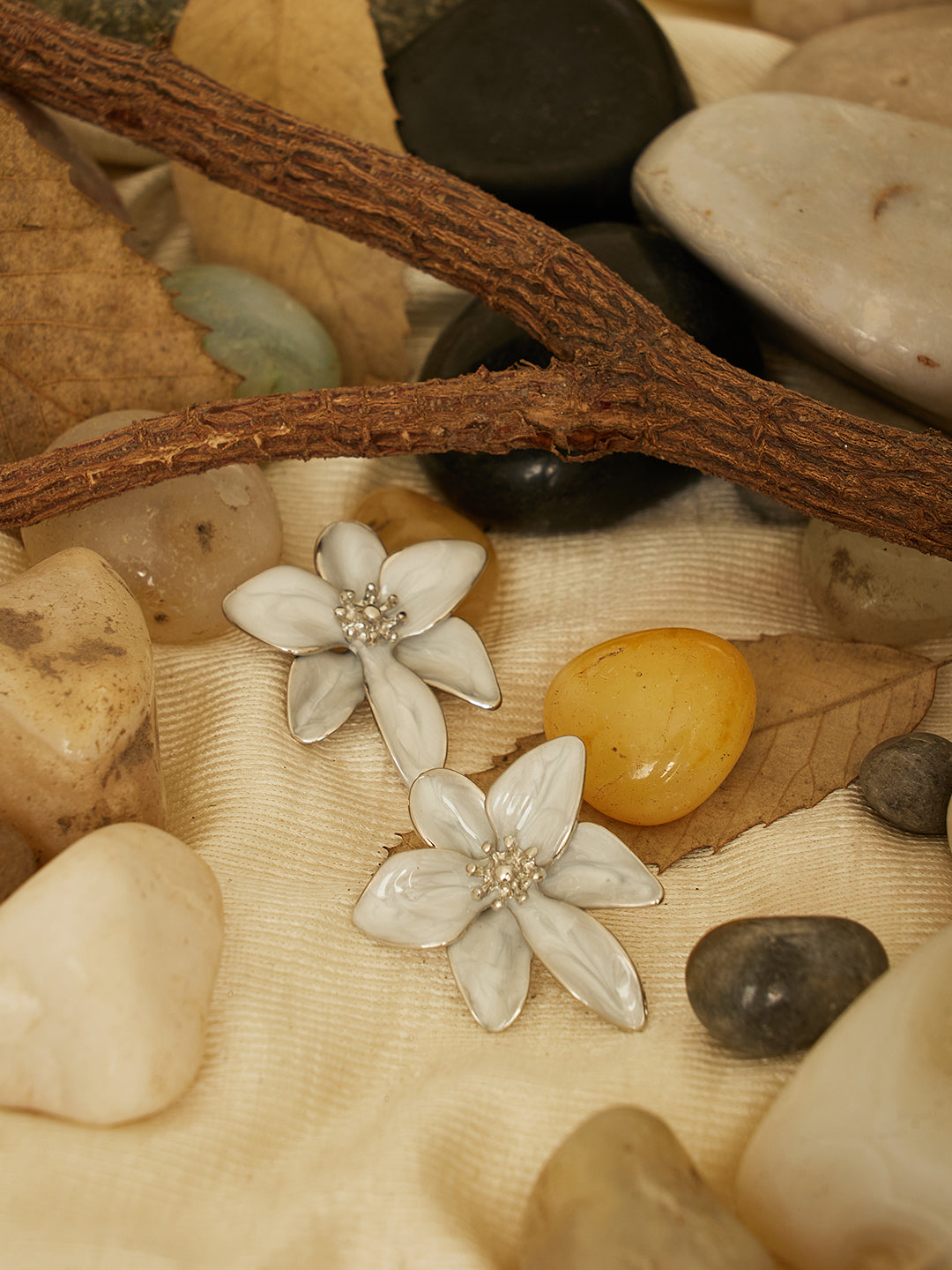 Women Fancy White Petal Earrings