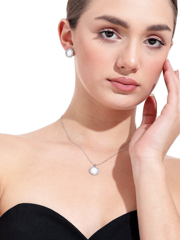 Opal Shell Platinum Plated Coin Necklace