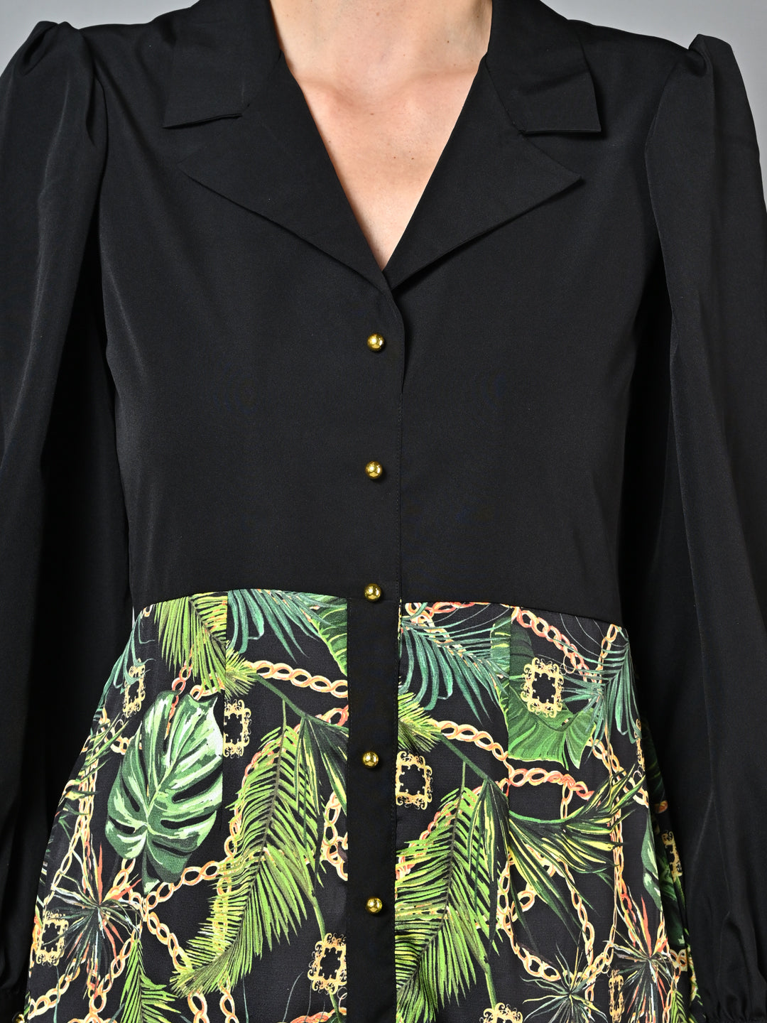 Stylish Printed Flared Shirt Dress