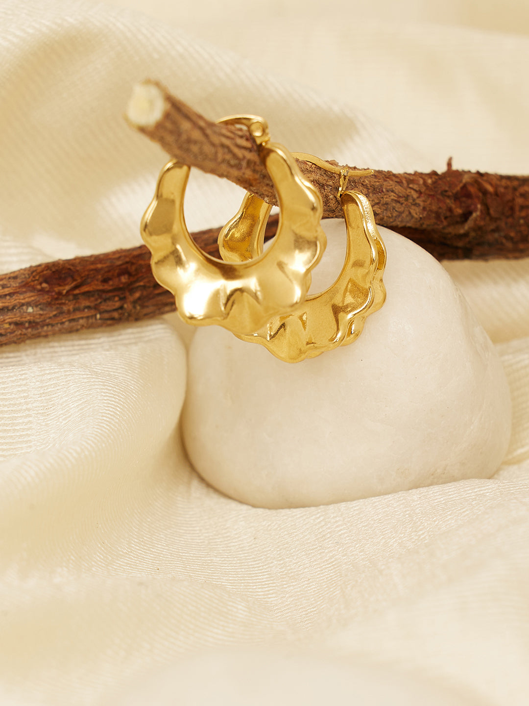 Women Gold Plated Circular Studs Earrings