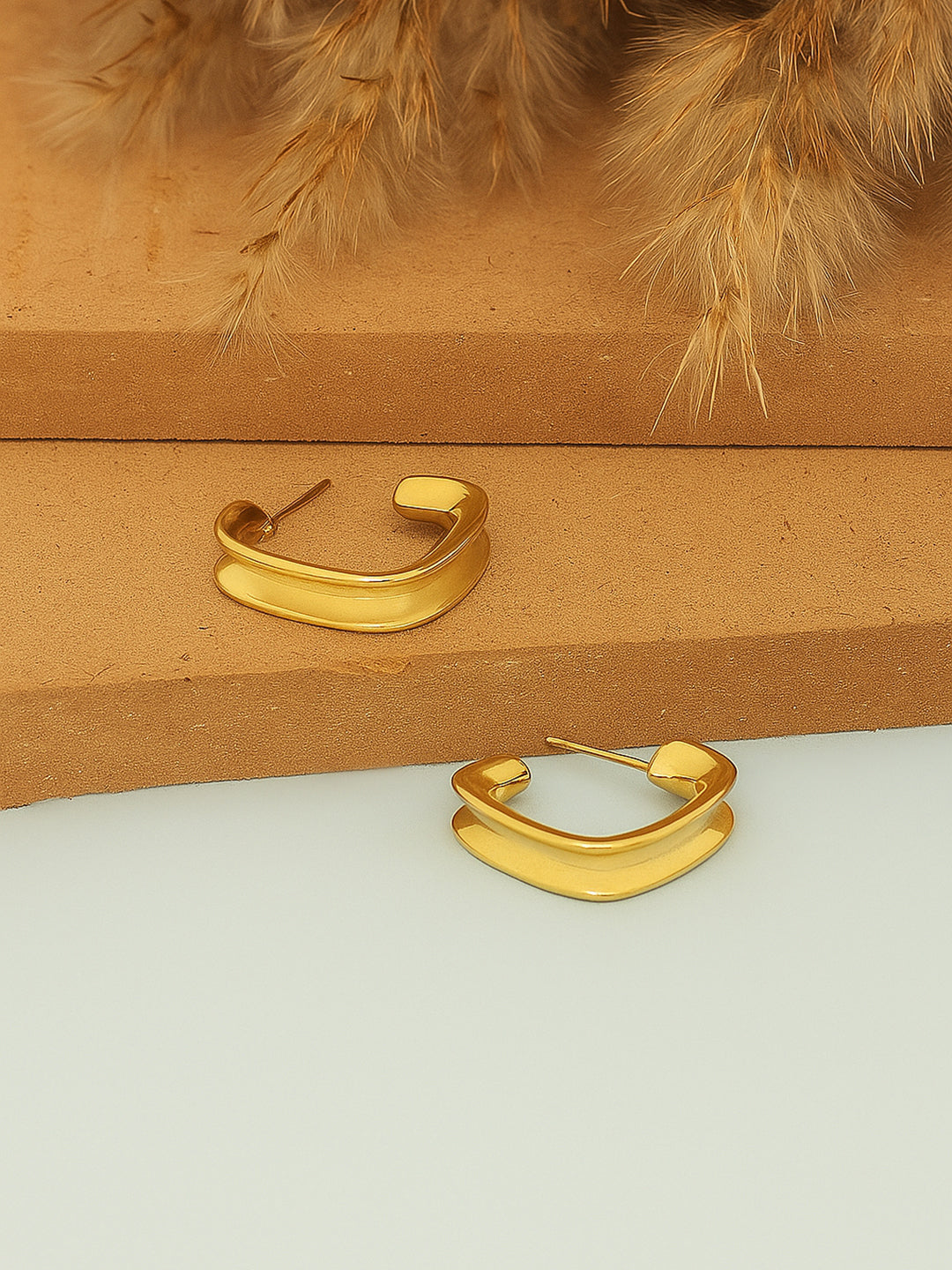 Gold Plated Square Loop Earrings