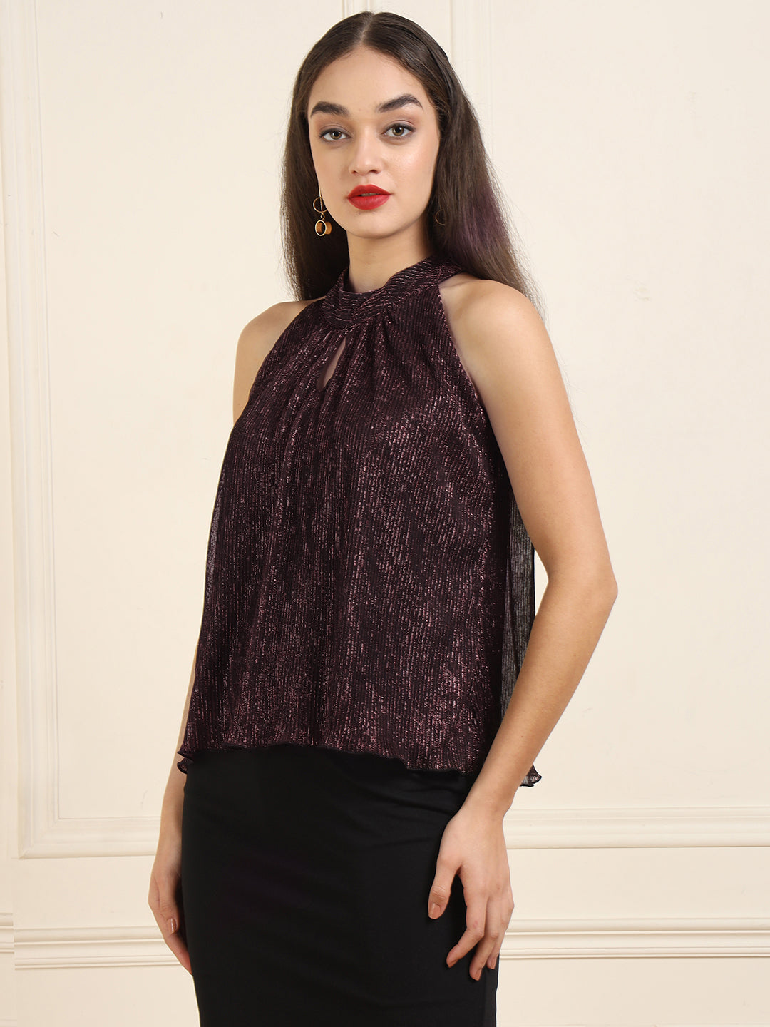Sleeveless Fancy Wine Top