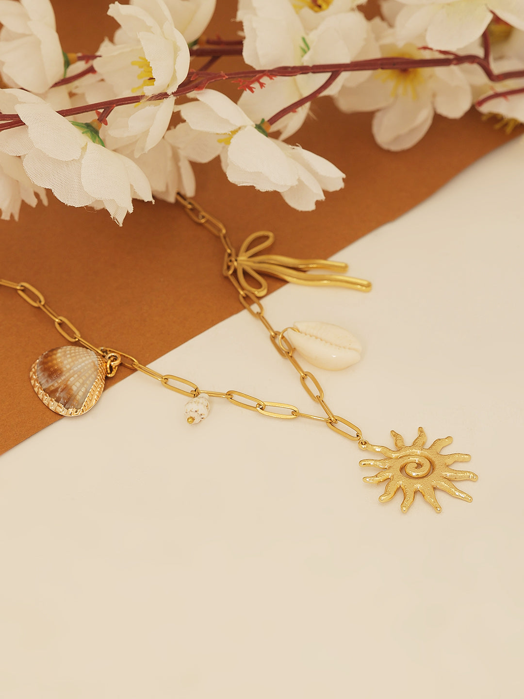 Unisex Gold-Plated Sun Necklace