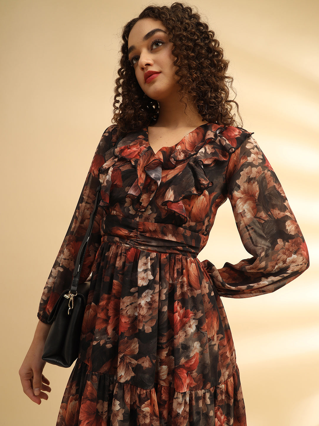 Floral Printed Flared Midi Dress