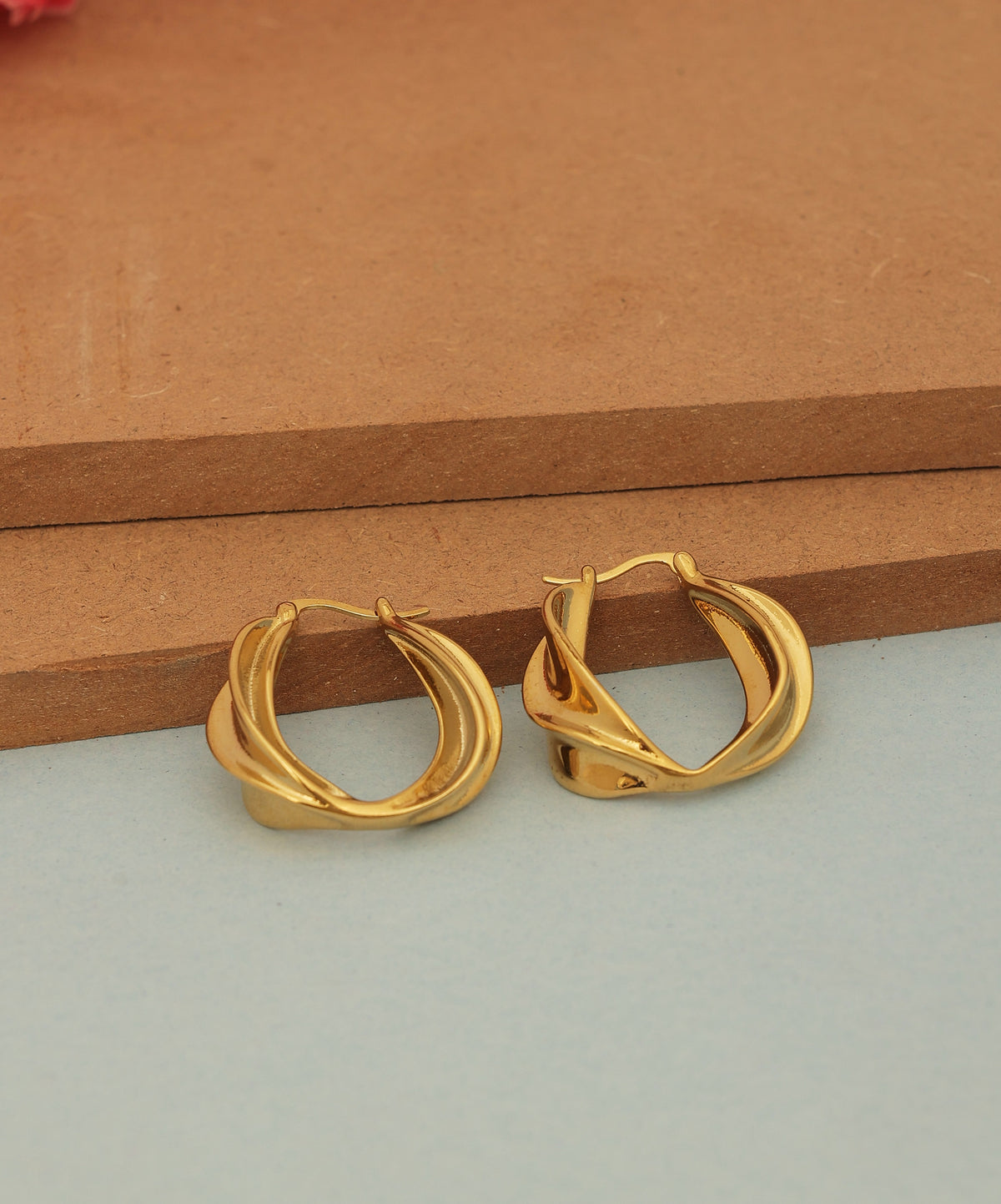 Women Gold Plated Contemporary Hoop Earrings