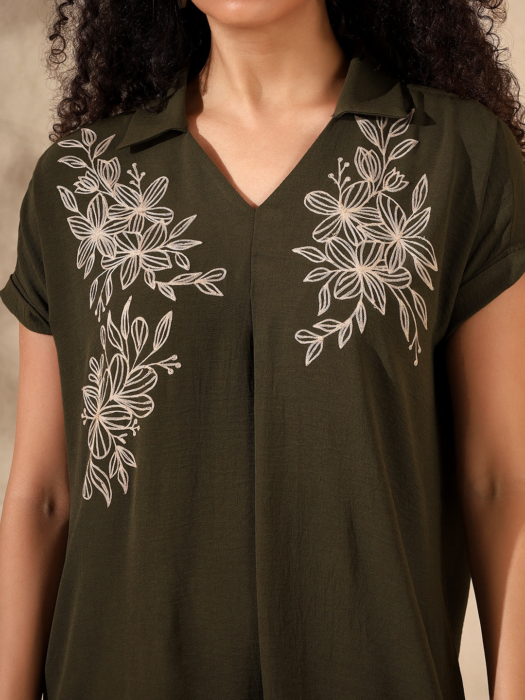 V-neck Embelished Dress