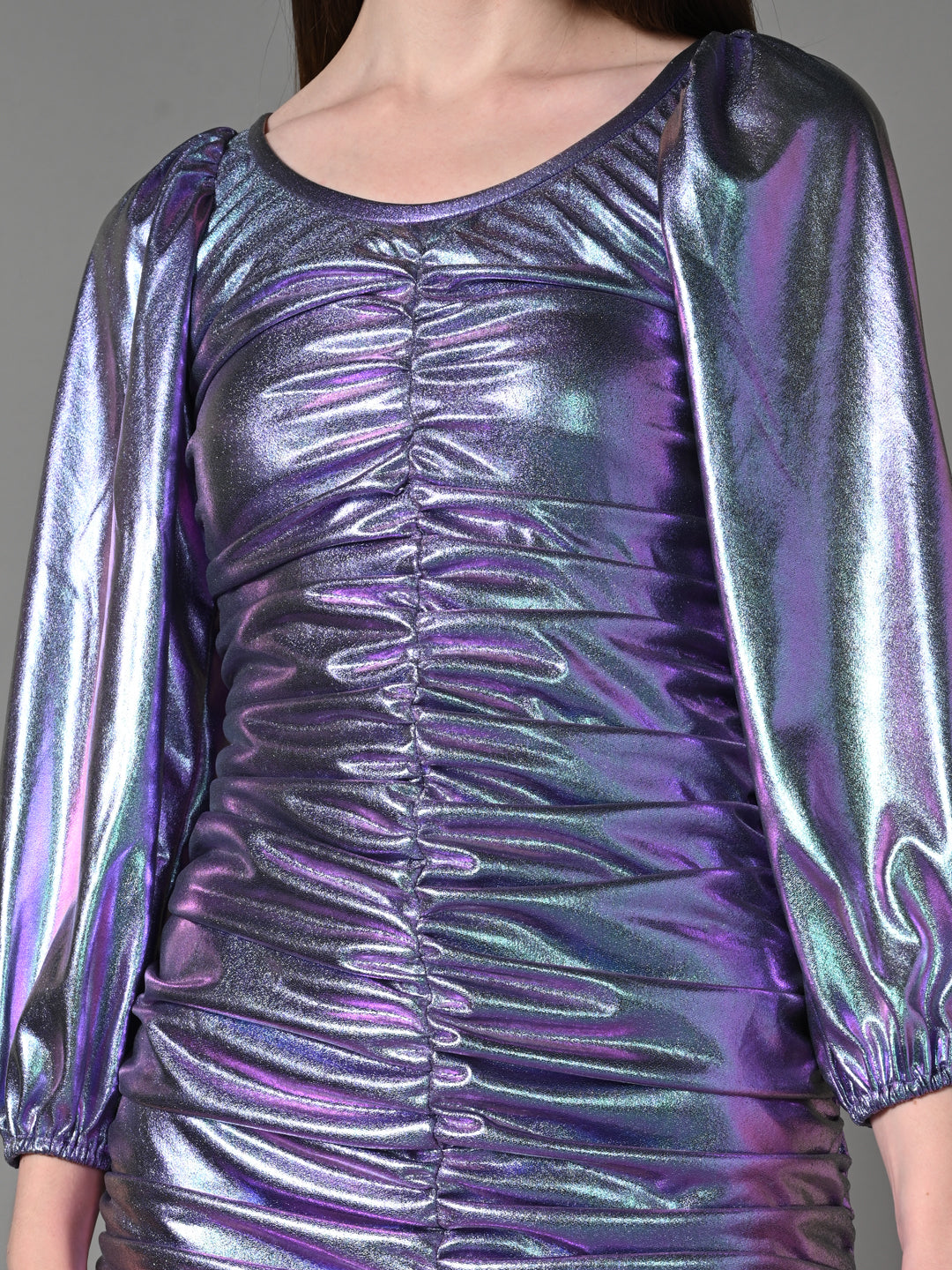 Embellished Lavender Ruched Party Dress