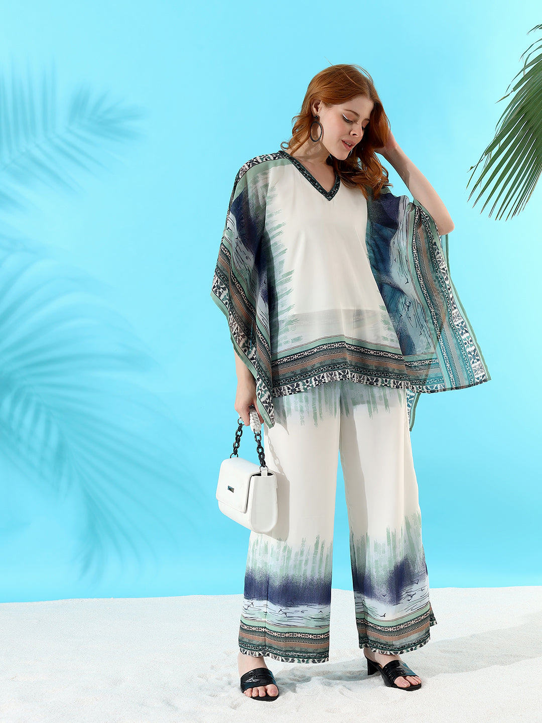 V-neck Printed Coord set