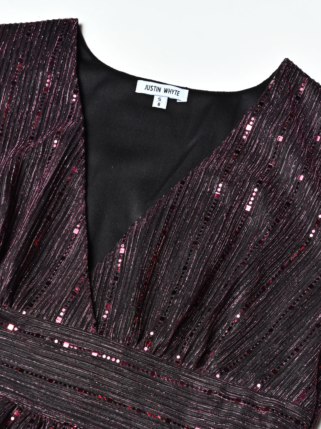 Embellished Pleated Purple Flared Dress