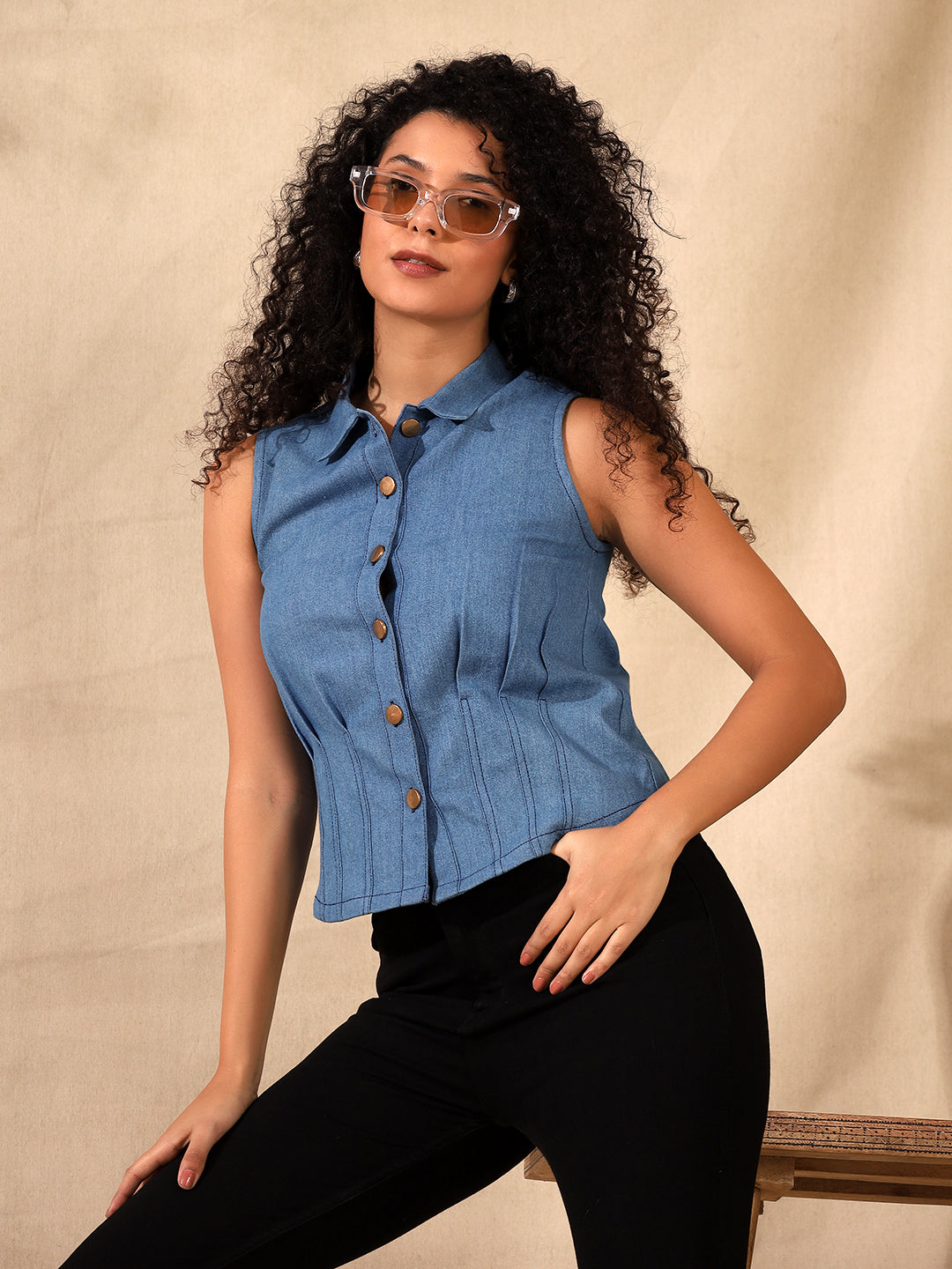 Denim Shirt Top