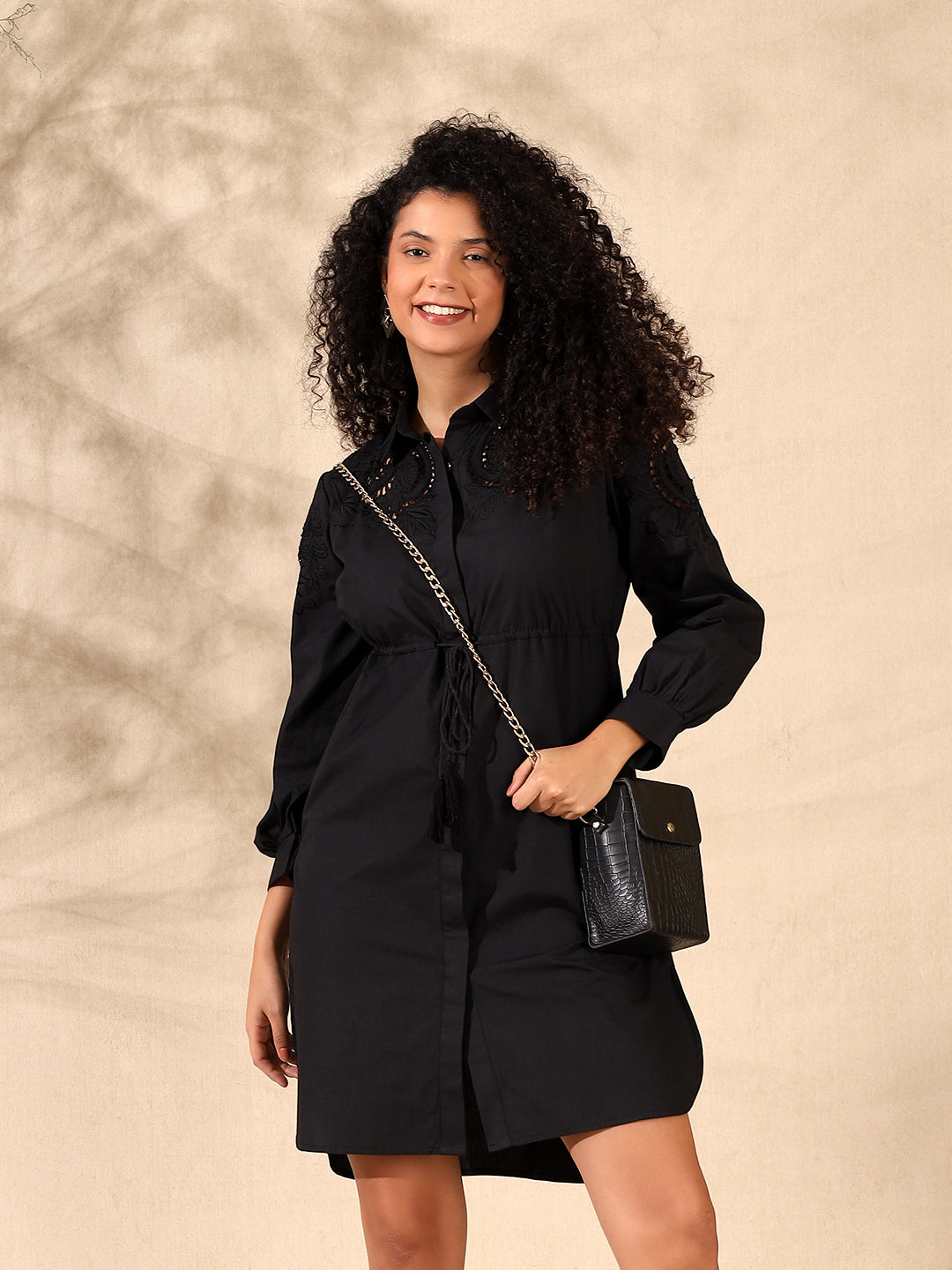 Embroidered Shirt Dress