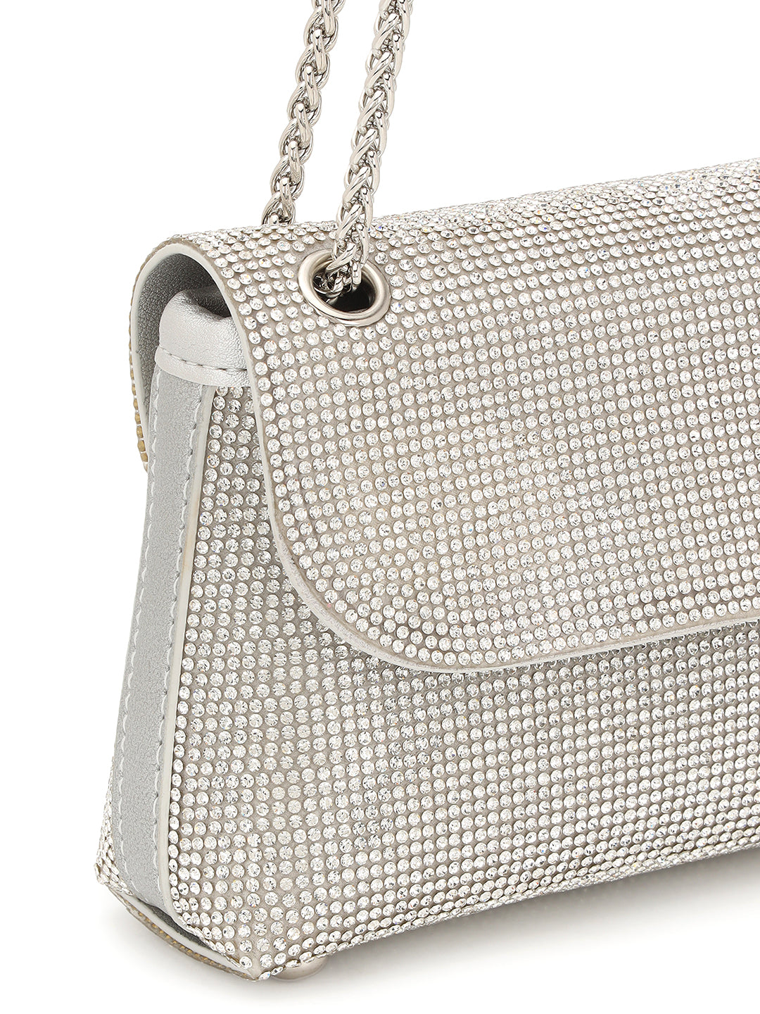 Embellished Silver Sling Bag